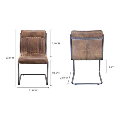 Ansel Dining Chair Grazed Brown Leather (Set of 2) PK-1043-03 PK 1043 03 70