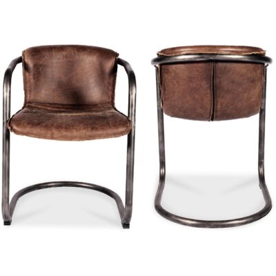 Benedict Dining Chair Grazed Brown Leather (Set of 2) PK-1048-03 PK 1048 03 82