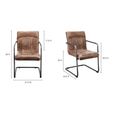 Ansel Arm Chair Grazed Brown Leather (Set of 2) PK-1052-03 PK 1052 03 70