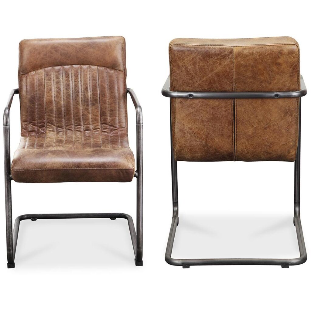 Ansel Arm Chair Grazed Brown Leather (Set of 2) - Image 2