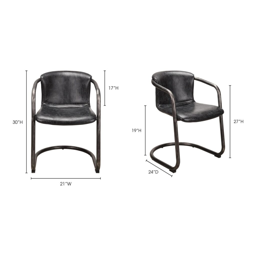 Freeman Dining Chair Onyx Black Leather (Set of 2) - Image 9