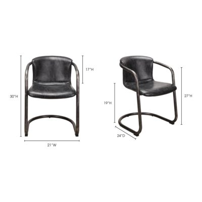 Freeman Dining Chair Onyx Black Leather (Set of 2) PK-1059-02 PK 1059 02 70