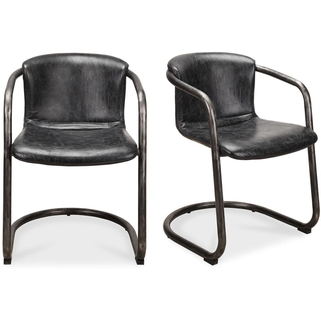 Freeman Dining Chair Onyx Black Leather (Set of 2)