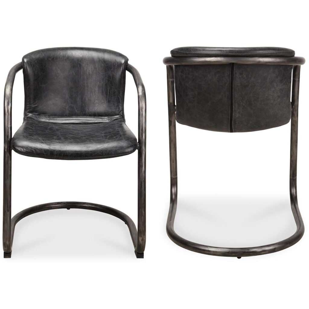 Freeman Dining Chair Onyx Black Leather (Set of 2) - Image 2