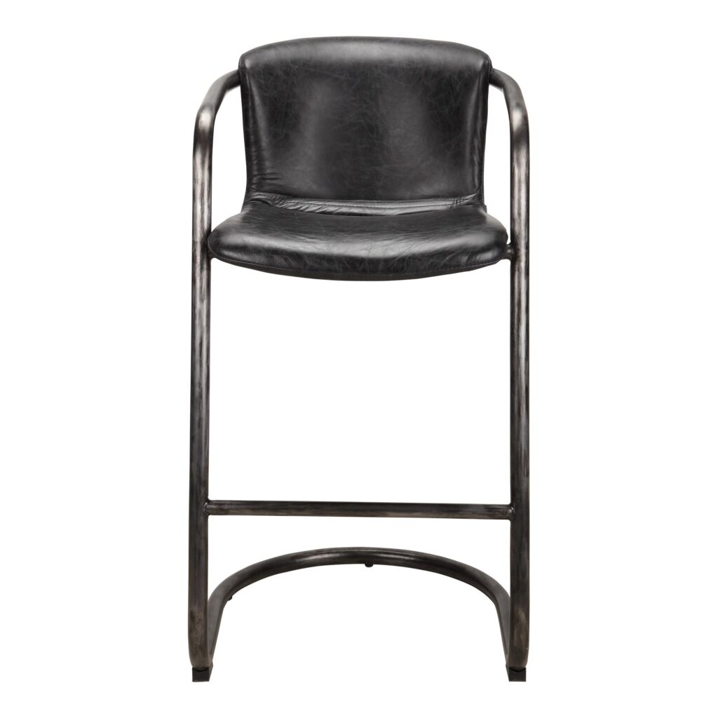 Freeman Barstool Onyx Black Leather (Set of 2) - Image 3