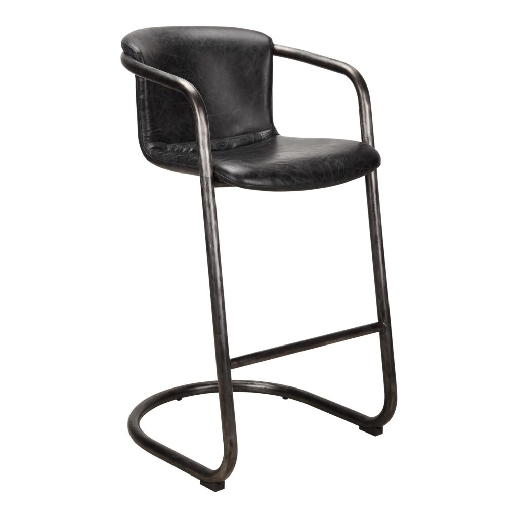 Freeman Barstool Onyx Black Leather (Set of 2) - Image 4