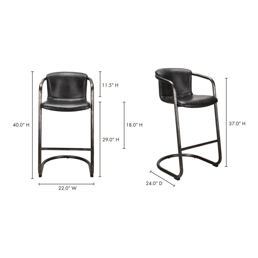 Freeman Barstool Onyx Black Leather (Set of 2) - Image 6