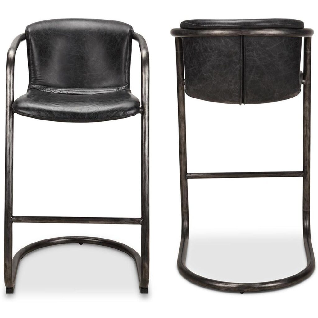 Freeman Barstool Onyx Black Leather (Set of 2) - Image 2