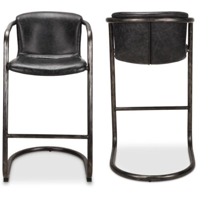 Freeman Barstool Onyx Black Leather (Set of 2) PK-1060-02 PK 1060 02 81