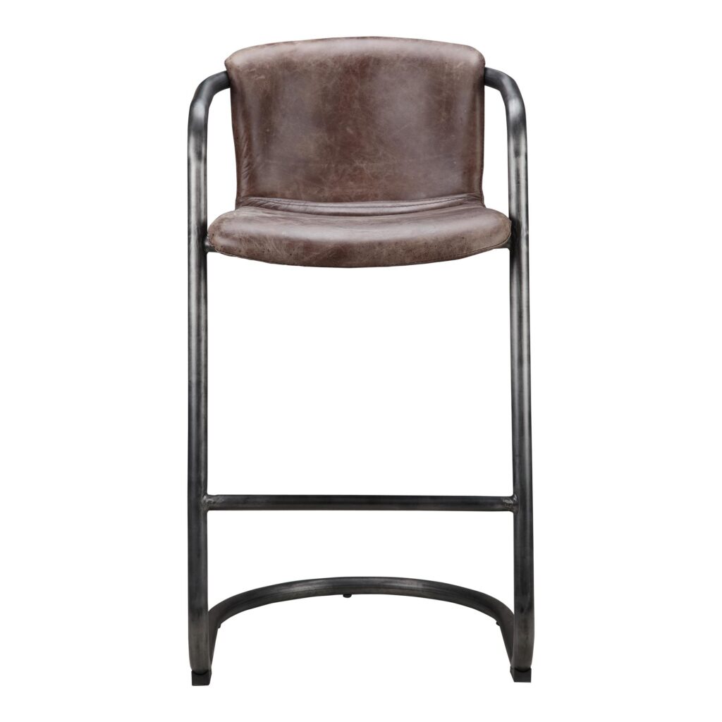 Freeman Barstool Grazed Brown Leather (Set of 2) - Image 3