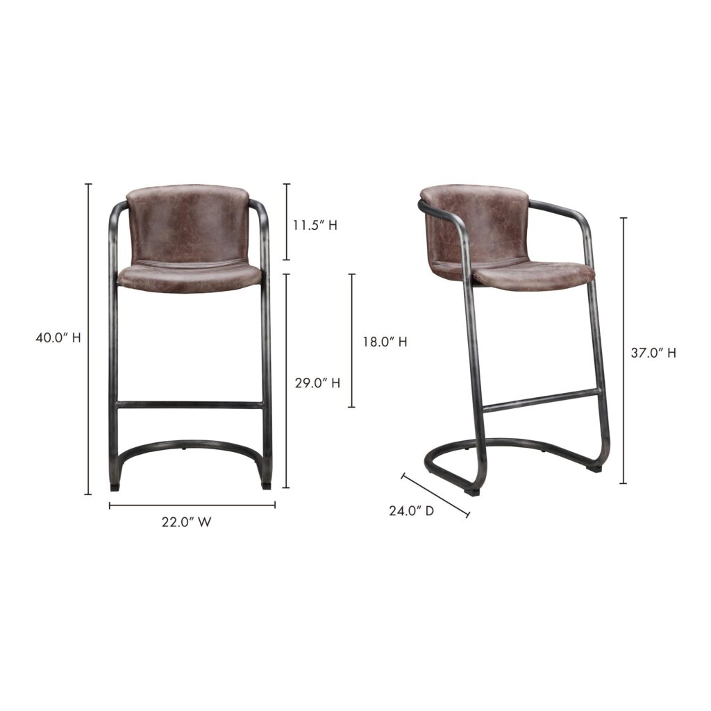 Freeman Barstool Grazed Brown Leather (Set of 2) - Image 6