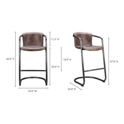 Freeman Barstool Grazed Brown Leather (Set of 2) PK-1060-03 PK 1060 03 70