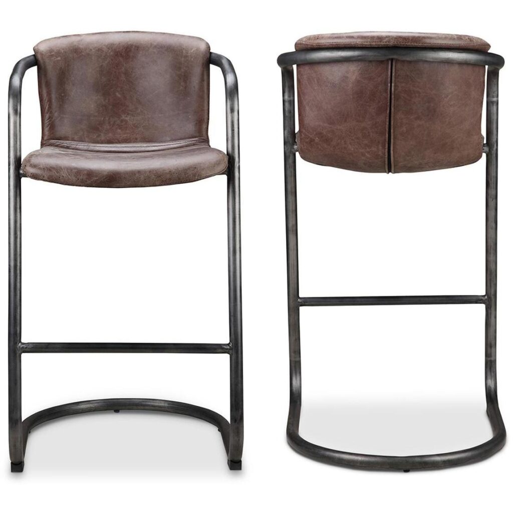 Freeman Barstool Grazed Brown Leather (Set of 2) - Image 2