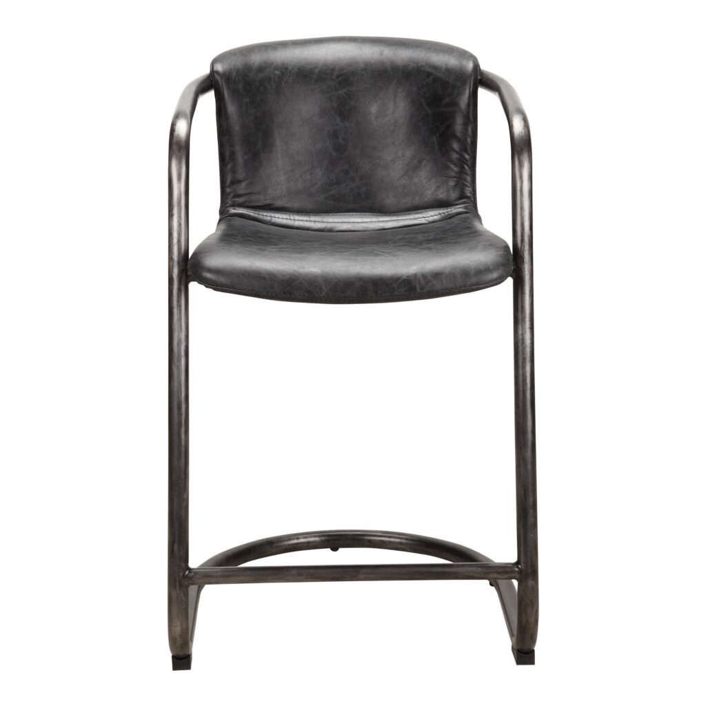 Freeman Counter Stool Onyx Black Leather  (Set of 2) - Image 3