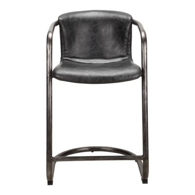 Freeman Counter Stool Onyx Black Leather (Set of 2) PK-1061-02 PK 1061 02