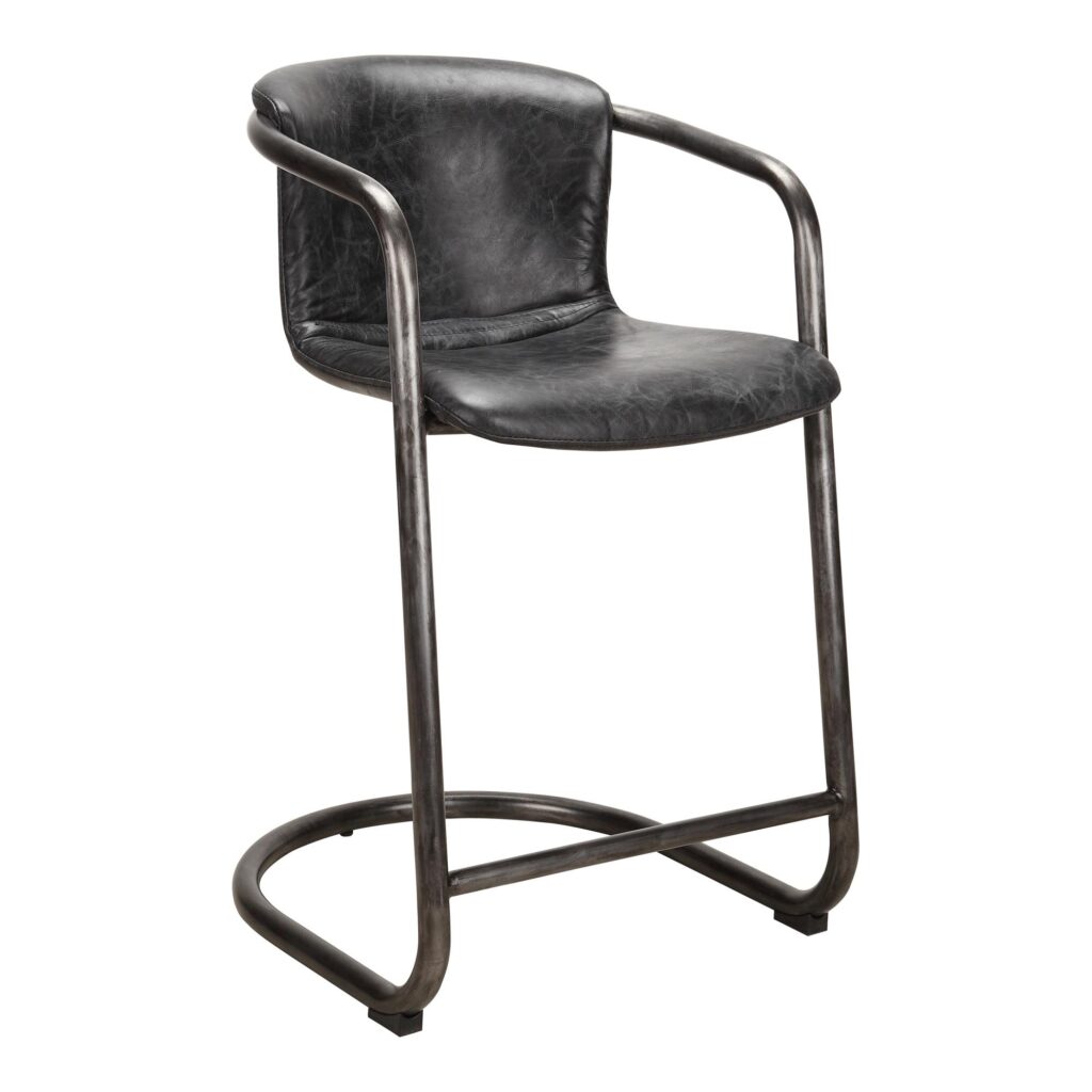 Freeman Counter Stool Onyx Black Leather  (Set of 2) - Image 4