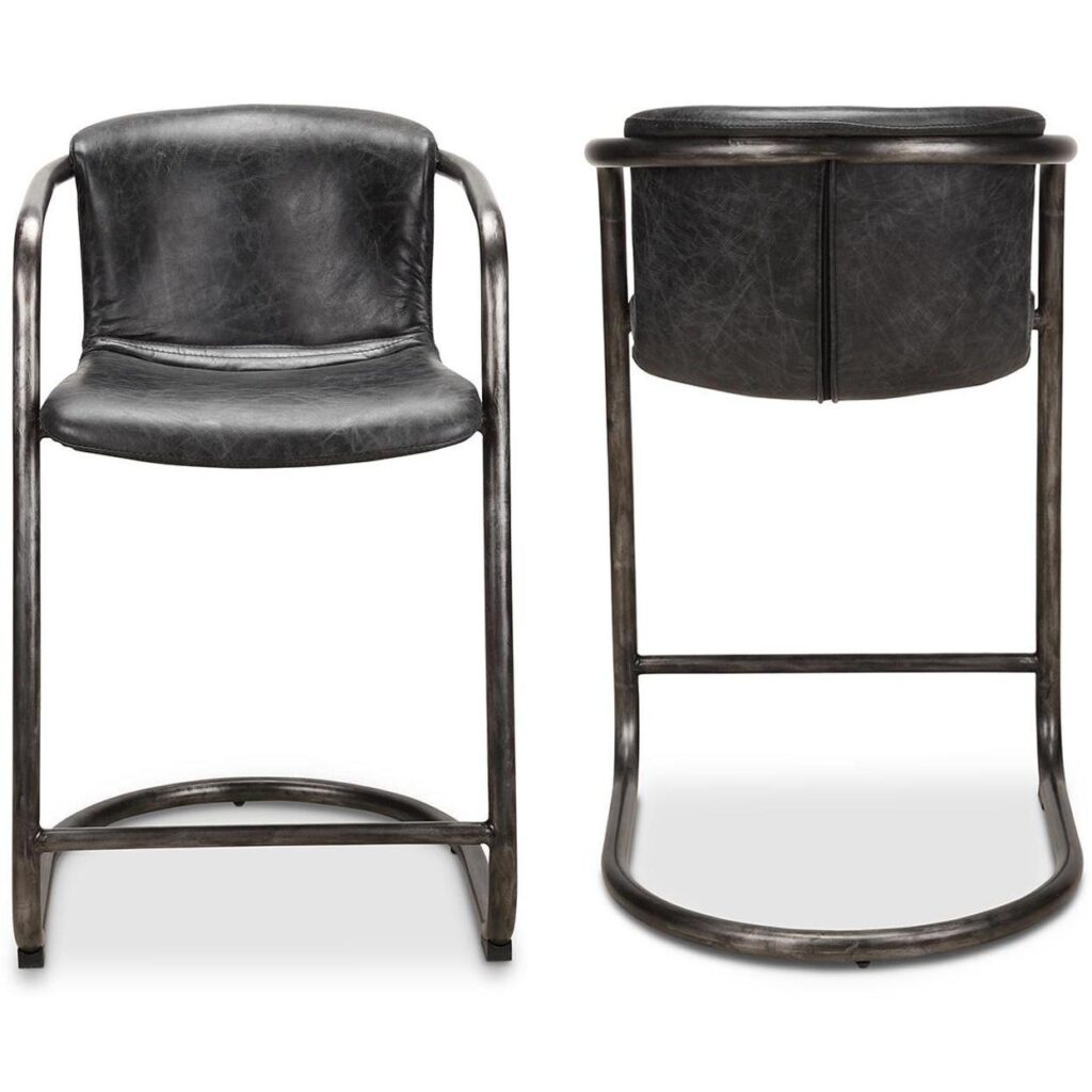 Freeman Counter Stool Onyx Black Leather  (Set of 2) - Image 2