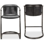 Freeman Counter Stool Onyx Black Leather (Set of 2) 7 Freeman Counter Stool Onyx Black Leather (Set of 2) PK-1061-02 PK 1061 02 81