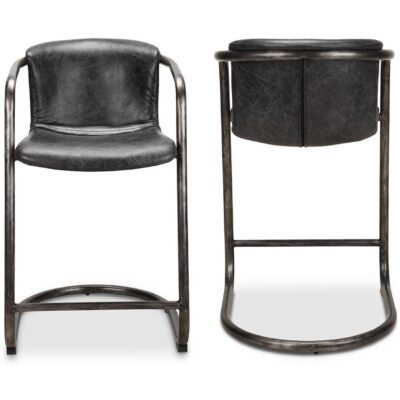 Freeman Counter Stool Onyx Black Leather (Set of 2) PK-1061-02 PK 1061 02 81