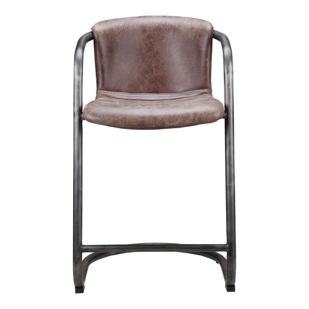 Freeman Counter Stool Grazed Brown Leather (Set of 2) - Image 3