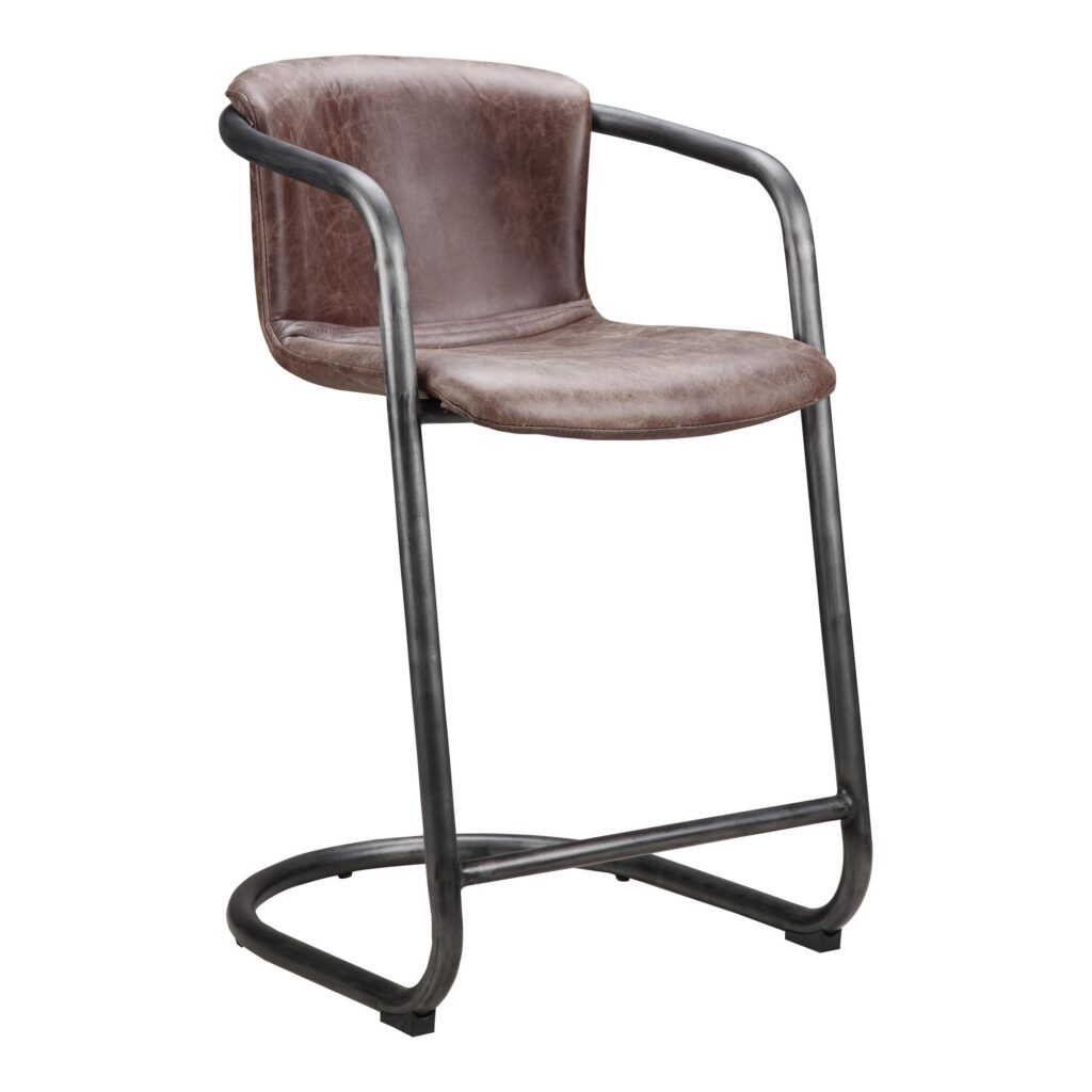 Freeman Counter Stool Grazed Brown Leather (Set of 2) - Image 4