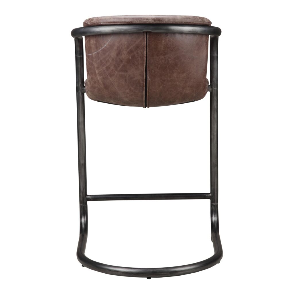 Freeman Counter Stool Grazed Brown Leather (Set of 2) - Image 5