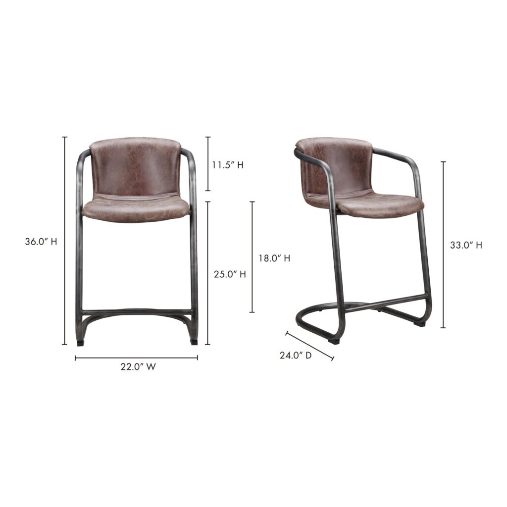 Freeman Counter Stool Grazed Brown Leather (Set of 2) - Image 6