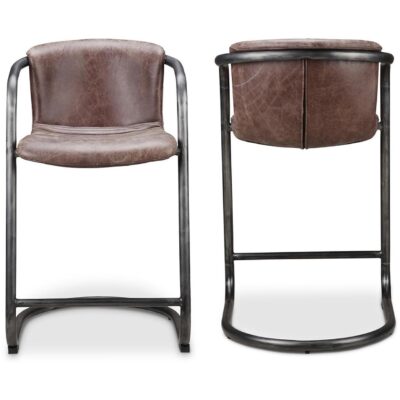 Freeman Counter Stool Grazed Brown Leather (Set of 2) PK-1061-03 PK 1061 03 81