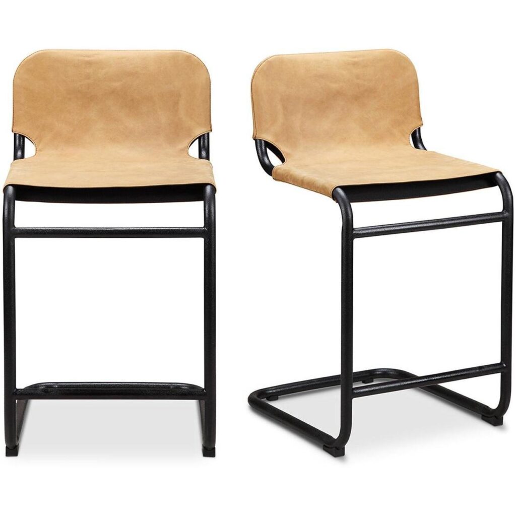 Baker Counter Stool Sunbaked Tan Leather - Set Of Two