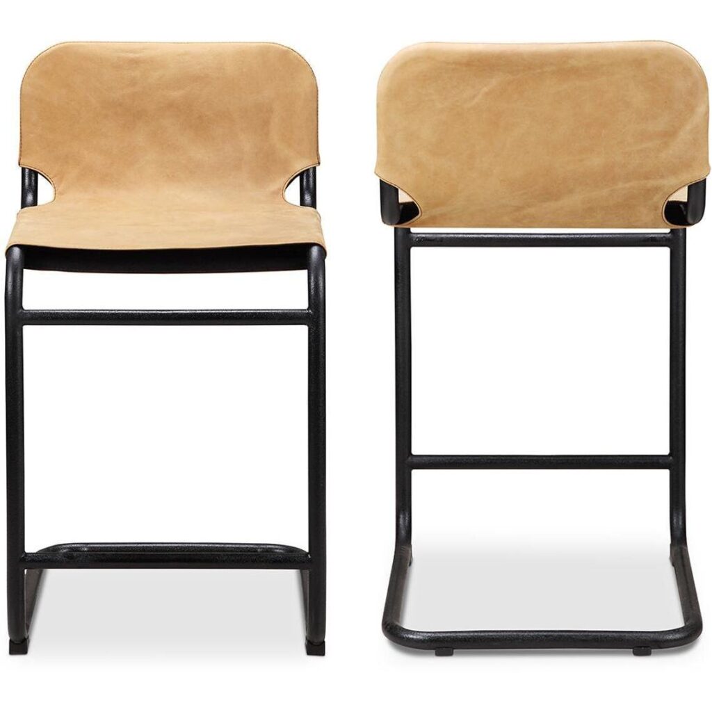 Baker Counter Stool Sunbaked Tan Leather - Set Of Two - Image 2