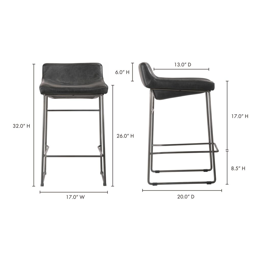 Starlet Counter Stool Onyx Black Leather  (Set of 2) - Image 12