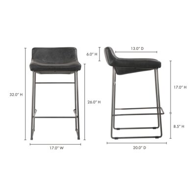 Starlet Counter Stool Onyx Black Leather (Set of 2) PK-1106-02 PK 1106 02 70