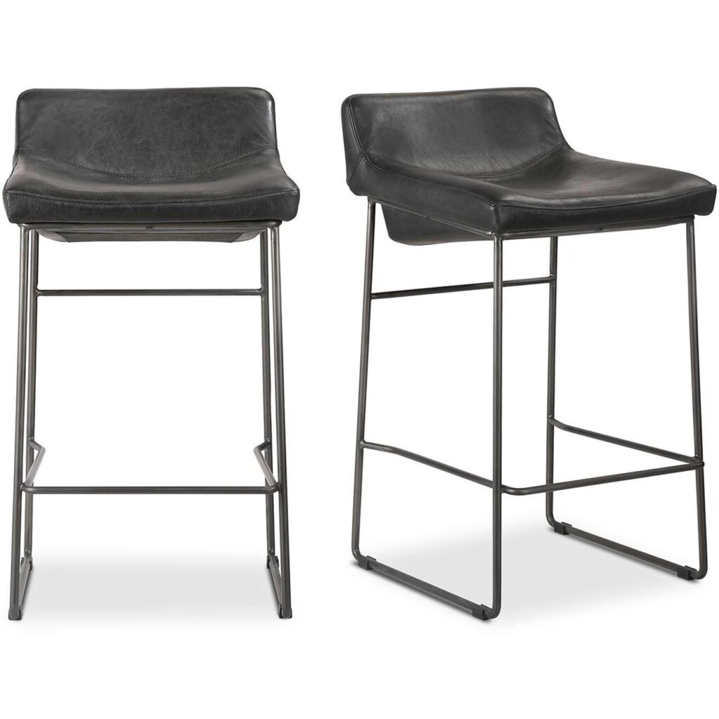 Starlet Counter Stool Onyx Black Leather  (Set of 2) - Image 2