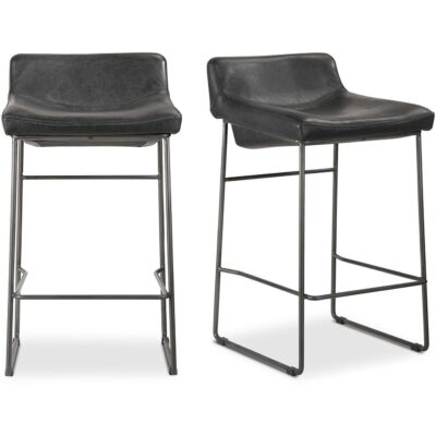 Starlet Counter Stool Onyx Black Leather (Set of 2) PK-1106-02 PK 1106 02 81