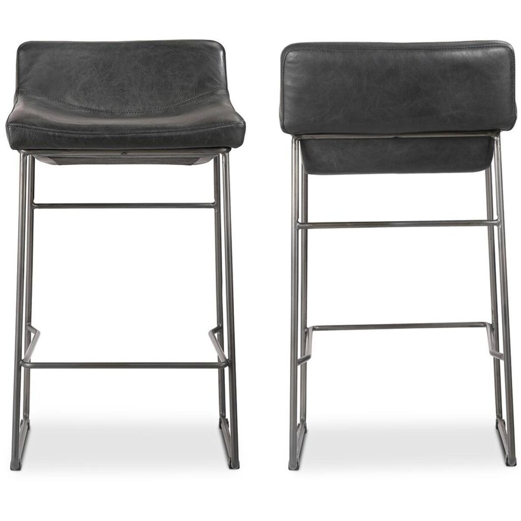 Starlet Counter Stool Onyx Black Leather  (Set of 2) - Image 3