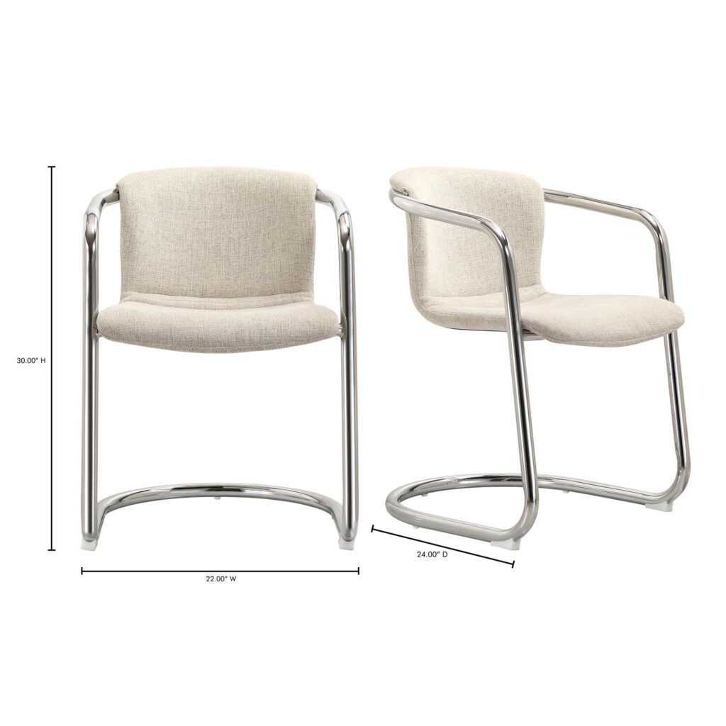 Freeman Chrome Frame Dining Chair Blended Cream-Set Of Two - Image 11