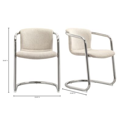 Freeman Chrome Frame Dining Chair Blended Cream-Set Of Two PK-1114-37 PK 1114 37 70