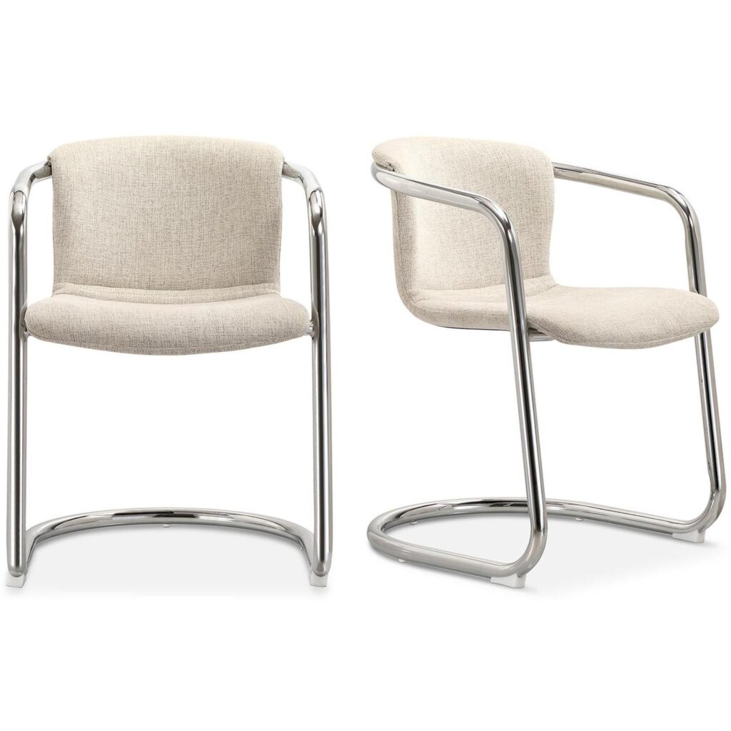 Freeman Chrome Frame Dining Chair Blended Cream-Set Of Two