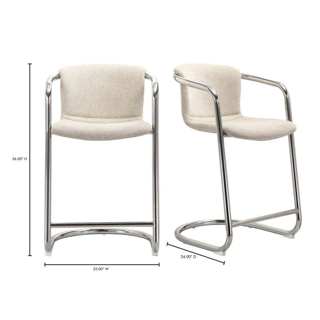 Freeman Chrome Frame Counter Stool Blended Cream-Set Of Two - Image 11