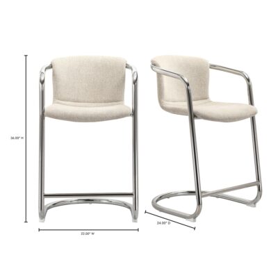 Freeman Chrome Frame Counter Stool Blended Cream-Set Of Two PK-1115-37 PK 1115 37 70