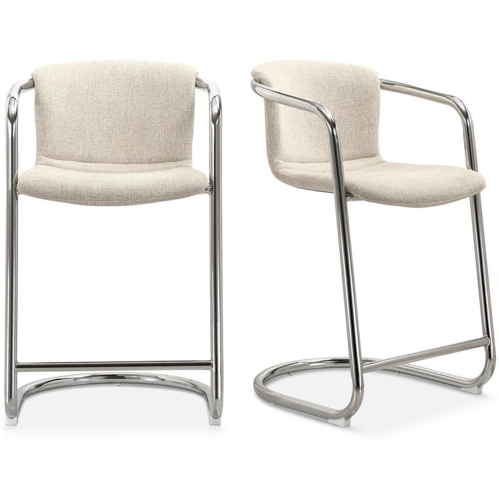 Freeman Chrome Frame Counter Stool Blended Cream-Set Of Two