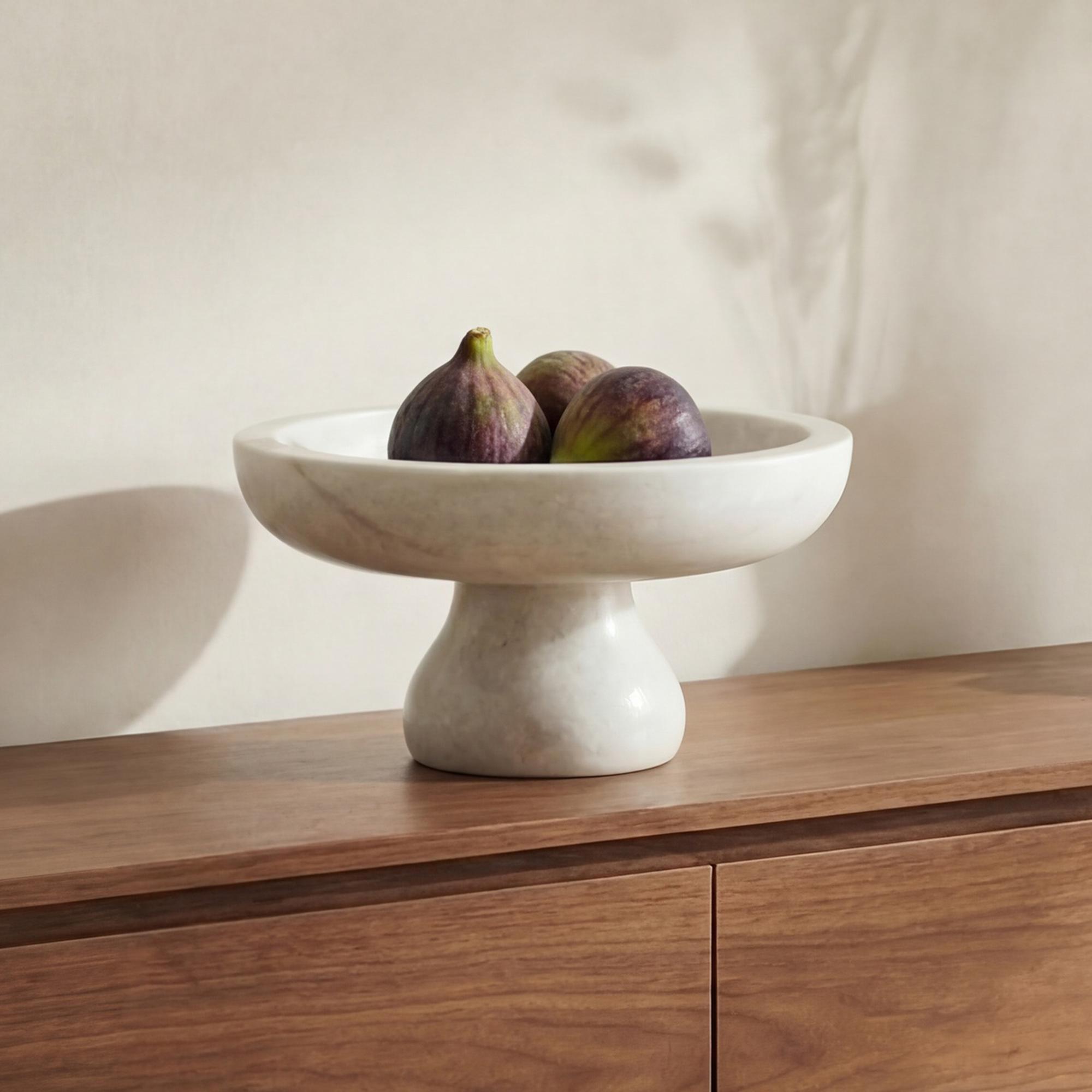 Palermo Pedestal Bowl White Marble 2 Palermo Pedestal Bowl White Marble - Image 2