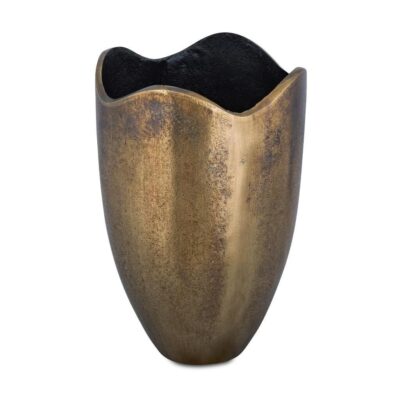 Athena Cast Aluminum Vase Antique Brass