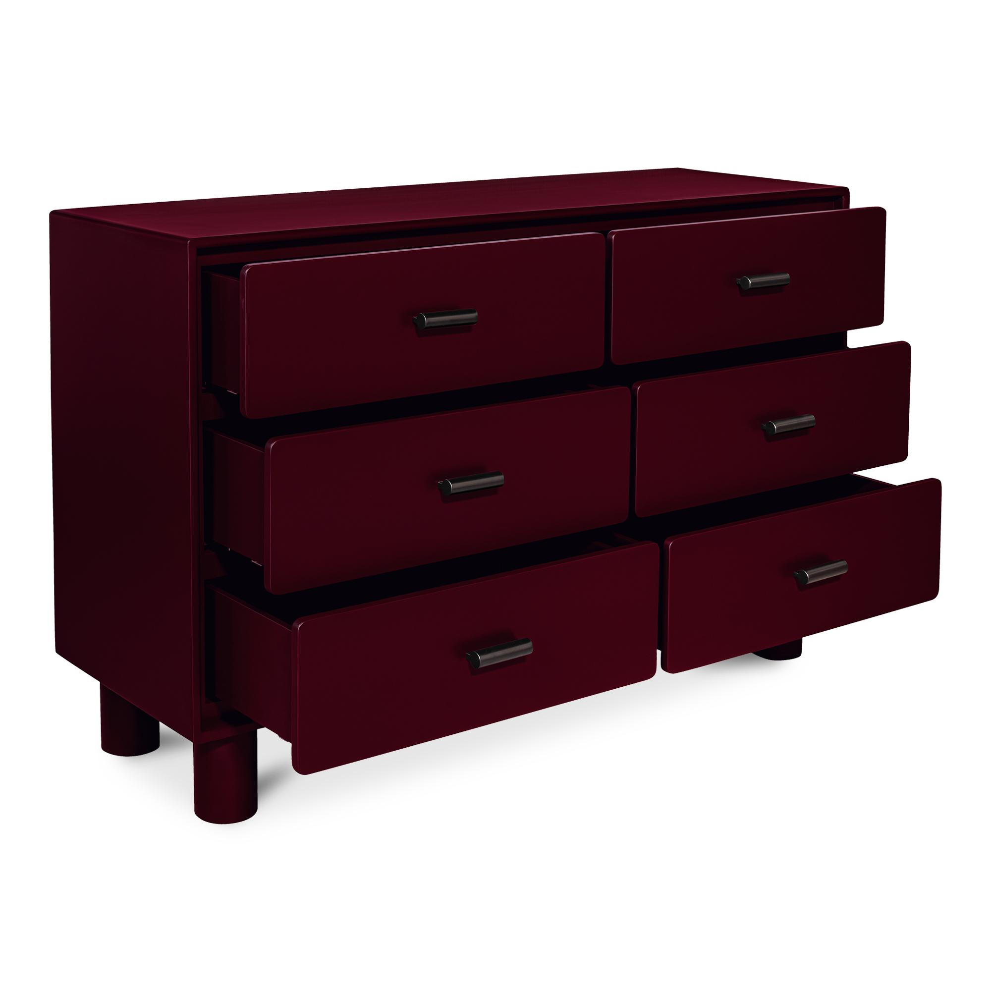 Jolene 6 Drawer Dresser Deep Red 2 Jolene 6 Drawer Dresser Deep Red - Image 2
