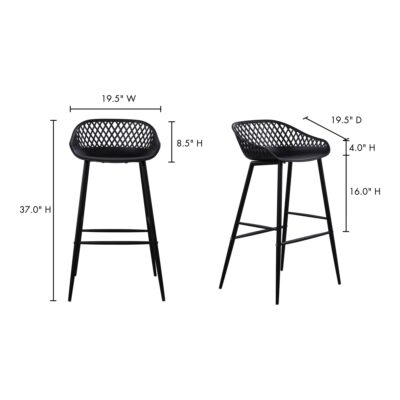 Piazza Outdoor Barstool Black (Set of 2) QX-1004-02 QX 1004 02 70