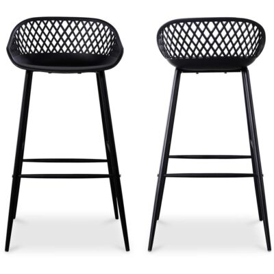 Piazza Outdoor Barstool Black (Set of 2) QX-1004-02 QX 1004 02 82