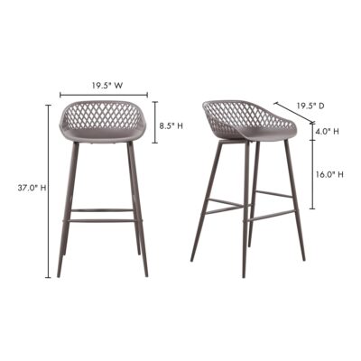 Piazza Outdoor Barstool Grey (Set of 2) QX-1004-15 QX 1004 15 70