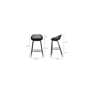 Piazza Outdoor Counter Stool Black (Set of 2) QX-1009-02 QX 1009 02 70