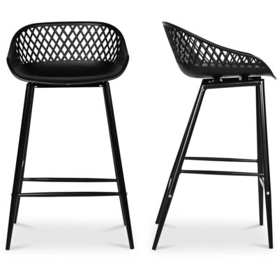 Piazza Outdoor Counter Stool Black (Set of 2) QX-1009-02 QX 1009 02 81