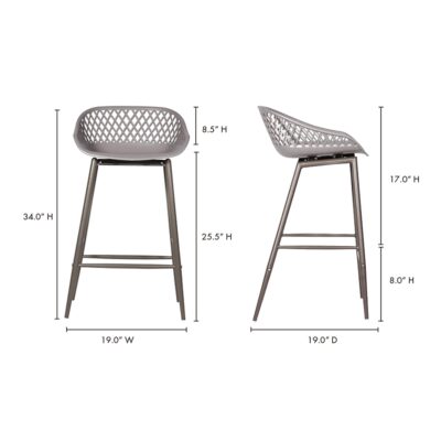 Piazza Outdoor Counter Stool Grey (Set of 2) QX-1009-15 QX 1009 15 70